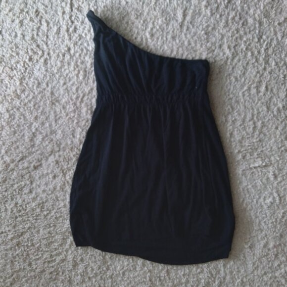 Vintage Y2K Rampage Black One Shoulder Ruched Empire Waist Top Size Small - Picture 3 of 5